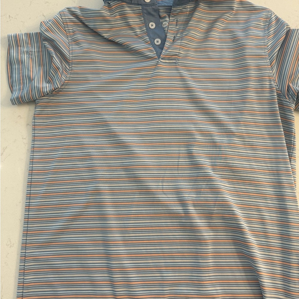 Striped Polo Shirt with Button Collar